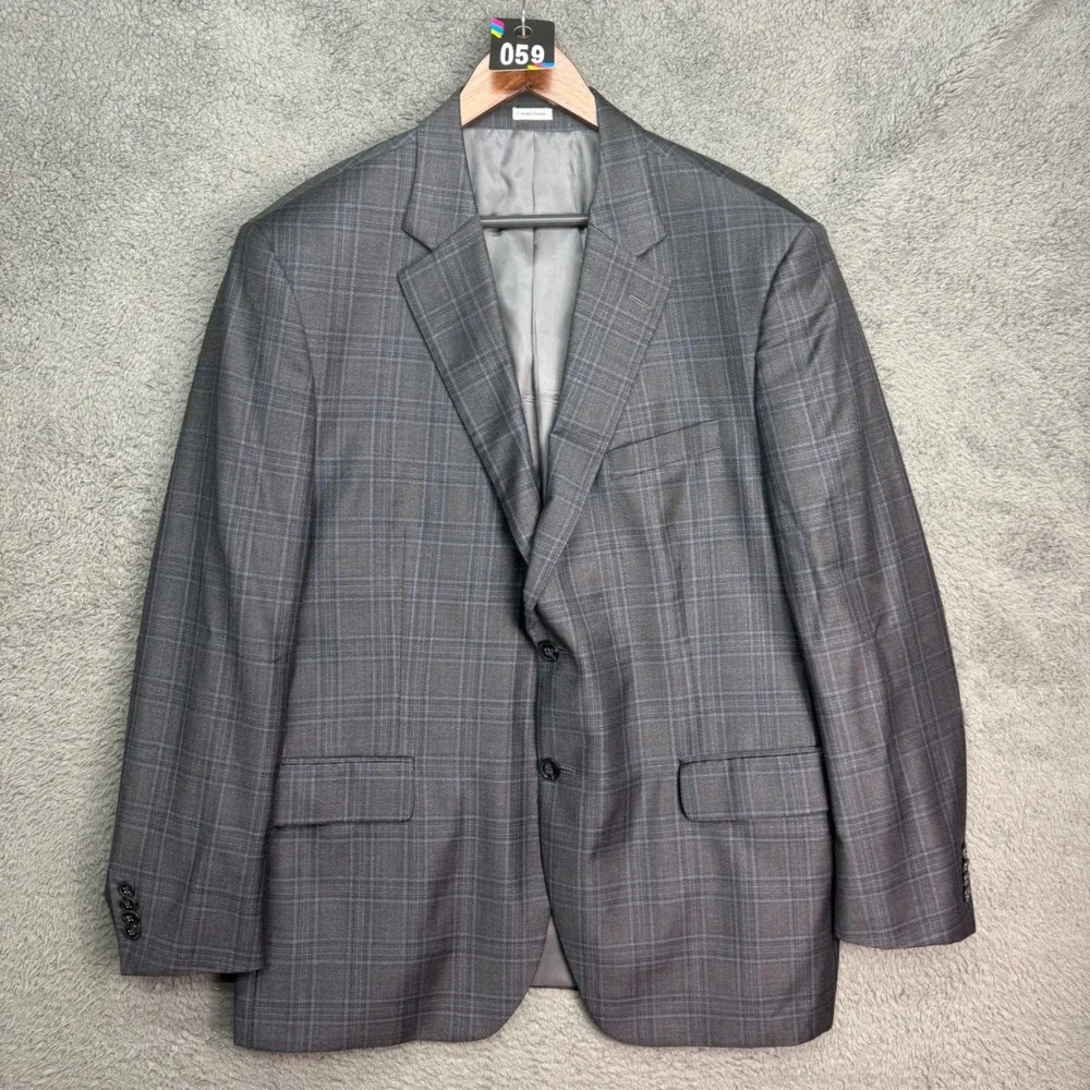 Peter Millar Flynn Sport Coat Mens 48R Grey Glen Plaid 100% Wool 2 Button Blazer